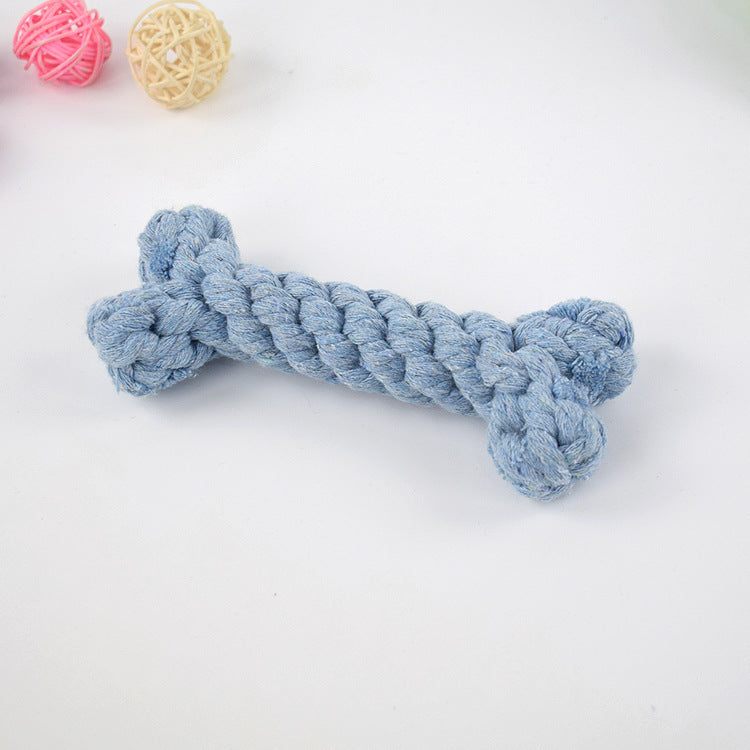 Blue Cotton Rope Bone Dog Toy