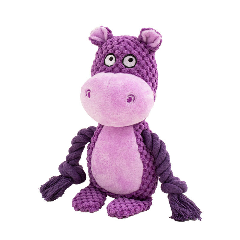 Purple Hippo Cotton Rope Dog Toy